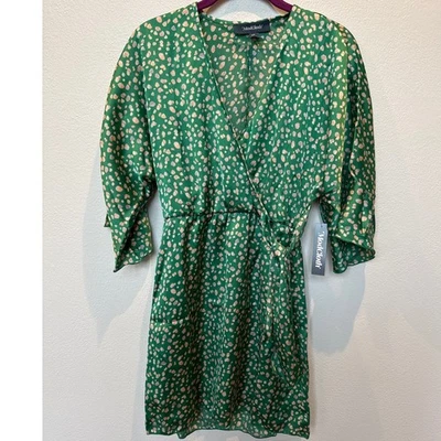 ModCloth Kimono Kuteness Satin Mini Wrap Dress Emerald Green Women's XS NWT - Image 1 of 4