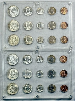 1954 P-D-S US Mint Uncirculated Silver Double Mint Set 30 Coins Vintage Holder - Image 1 of 4