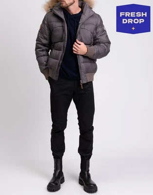 RRP €345 DOLOMITE Down Quilted Jacket Size XL Raccoon Fur Trim Elbow Patches - Image 1 of 4