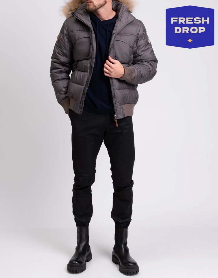 RRP €345 DOLOMITE Down Quilted Jacket Size XL Raccoon Fur Trim Elbow Patches - Image 1 of 4