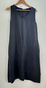 Stella Martini Dress Womens M Gray Linen Sleeveless Tank Italy Pockets Minimalis - Picture 1 of 11