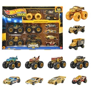 Hot Wheels Monster Truck Bigfoot Trophy Champion Collection Set Gold - Picture 1 of 7