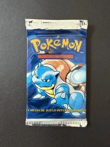 Pokémon Spanish Base Set Unlimited Pack Blastoise Art Sealed Vintage Light - Picture 1 of 2
