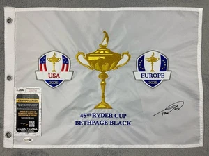 2025 RYDER CUP EUROPE TOMMY FLEETWOOD AUTOGRAPH EMBROIDERED PIN FLAG JSA CI33710 - Picture 1 of 6