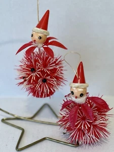 Kitschy Plástico Navidad Muñeco de Nieve Flor Verde Bola Adorno Años 50 - Imagen 1 de 18