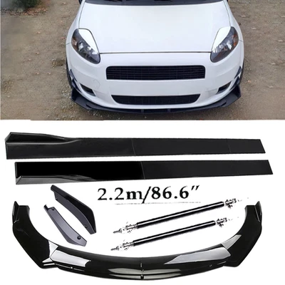 Front Bumper Lip Spoiler Body Kit Rear Lip Glossy Black For Fiat Abarth Foto 1 de 4