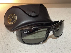 Vintage RAY-BAN RB4057 601/58 rectangular black frame, green lens Polarized - Picture 1 of 18