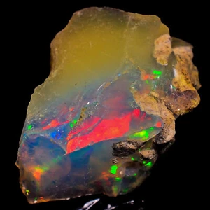 Natural Welo Fire White Ethiopian Opal Rough Gemstone 4.5 Ct 15X10X6 mm EE-43183 - Picture 1 of 3