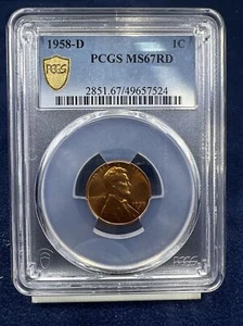 1958 D Lincoln Cent PCGS Graded MS67RD Incredible Color! LOT Z 208 - Picture 1 of 5