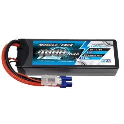 NHX Muscle Pack 2S 7.4V 4000mAh 20C Hard Case Lipo Battery w/ EC3 Connector - Image 1 of 4