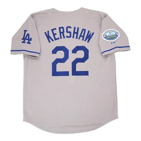 Clayton Kershaw 2012 Los Angeles Dodgers Grey Road Men's Jersey w/ 50th Patch Cover