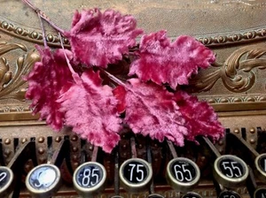 vintage millinery 1940s velvet leaves carnation pink 1 spray made in Germany - Picture 1 of 4