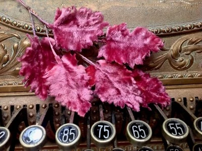 sombrerería vintage años 40 terciopelo hojas clavel rosa 1 spray hecho en Alemania Foto 1 de 4