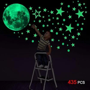 435x Glow In The Dark Wall Sticker Stars Moon Luminous Kid Bedroom Ceiling Decal - Picture 1 of 13
