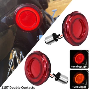 Red 1157 Bullet LED Running Turn Signal Light Fit For Harley Touring Glide XL883 - Picture 1 of 11
