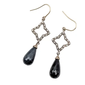 David Yurman Sterlingsilber Diamant Vierflügel Ohrhänger facettierte Onyx Perle - Bild 1 von 5