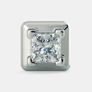 0.25 Ct Princess Natural Diamond Mens Earrings 14K Solid White Gold Single Studs - Picture 1 of 6