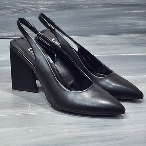 BAR III Arrica Pumps Pointed Toe Sculpted Heel Slip On Slingback 6 M Black - Picture 1 of 12