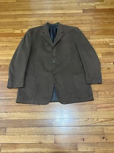 Gianfranco Ruffini Mens Blazer Jacket 48L Brown Faux Suede 3 Button Sport Coat - Picture 1 of 5