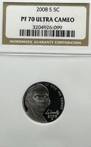 2008-S Jefferson Nickel 5C NGC PF 70 Ultra Cameo - Picture 1 of 4