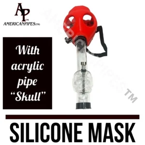 INHALE®️ HIGH QUAITY SILICONE GAS MASK SMOKING HOOKAH PIPE A SKULL DESIGN PIPE - Picture 1 of 2