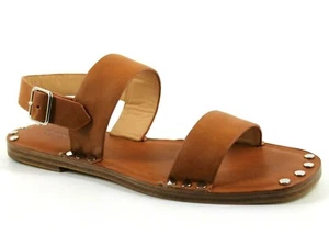 Sandalias planas Jil Sander azul marino para mujer UK 5 EU 38 cuero marrón con tachuelas - Imagen 1 de 9