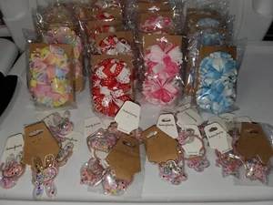Large Lot of 44 Assorted Loopy Ribbon Hair Bows & 2pc Glitter Shaker Ponytails - Picture 1 of 24