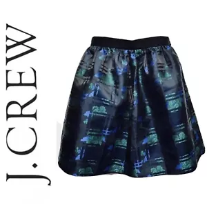 J CREW Women's Skirt Size 6 Green Blue Floral A-line Knee Length 100% Cotton - Picture 1 of 8