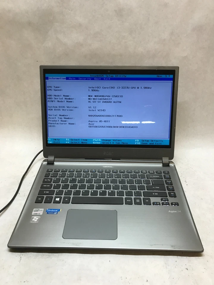 Acer Aspire M5-481T 15" Laptop Intel Core i3-3227U 1.9GHz 6GB RAM NO HDD/OS - DW - Image 1 of 4