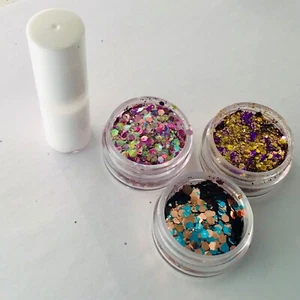 FESTIVAL FACE/BODY KIT 4ml GLUE 3 x 5g CHUNKY GLITTER CHAMPAGNE PINK BLUE PURPLE - Picture 1 of 4