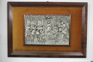 QUADRO BASSORILIEVO VINTAGE IN PELTRO ARTISTA MAURIZIO TREZZA BAS RELIEF PEWTER - Picture 1 of 9