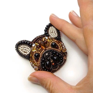 Beaded Embroider Kit - French Bulldog Brooch, Beaded Brooch, Dog pin - Picture 1 of 10