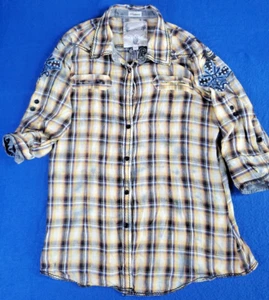 ROAR Passion To Embroidered Bedazzled Button Up Western Women's Size Large - Picture 1 of 17