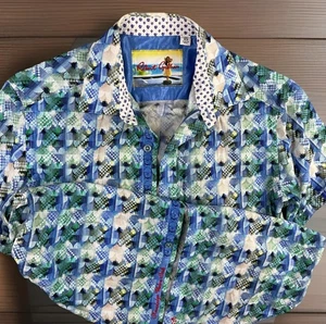 Camisa Robert Graham AOP Calaveras Abstracta Abotonada Manga Corta Calce Clásico Talla XS - Imagen 1 de 7