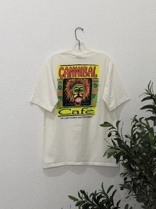 Vintage 90s Crazy Shirts Hawaii Cannibal Cafe Single Stitch T-Shirt Large USA - Picture 1 of 11
