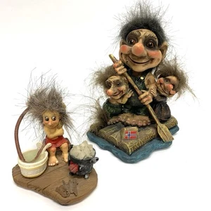 Original NORD SUVENIR Trolls From Norway *Lot of 2* Bath Troll/Rafting Family - Picture 1 of 19