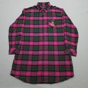 Vestido Camisa Ralph Lauren Mujer Mediano Púrpura Rosa Negro Etiqueta Abotonada Franela - Imagen 1 de 12