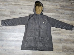 VTG Carhartt Women's XL (16/18) Sherpa Lined Canvas Jacket Brown 100045-201 - Picture 1 of 12