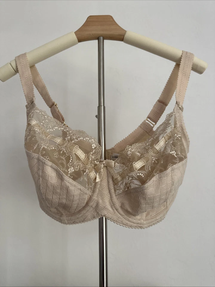 CHARNOS Bra US 34I  UK 34G Nude Ribbon Trim Underwire Satin And Lace - Image 1 of 4