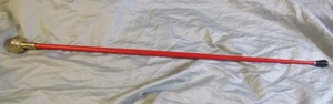 Vtg Bridges "FIRE DEPARTMENT" Brass Knob "RED" Walking Cane/Stick 36" Excellent - Picture 1 of 6