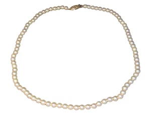 LUSTROUS 4.7 MM GENUINE PEARLS 18.25 INCH NECKLACE 14K GOLD FILIGREE CLASP - Picture 1 of 3