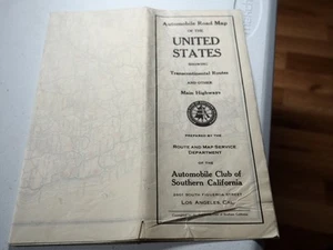 Early Transcontinental U.S. Road Map 1930 Auto Club Southern California - Picture 1 of 1