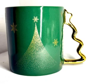 Starbucks Christmas Tree Handle Mug Green and Gold 2025 New - Picture 1 of 6