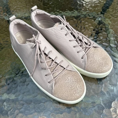 Zapatillas deportivas ECCO Soft 7 para mujer de cuero gris rosa con cordones cómodas talla 7 Foto 1 de 4