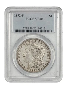 1892-S $1 PCGS VF30 - Morgan Dollar - Key Date Morgan Dollar - Picture 1 of 4