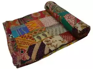 Lotto all'ingrosso patchwork 5 pezzi trapunte Kantha artigianali cucite a mano coperta lancio - Foto 1 di 3
