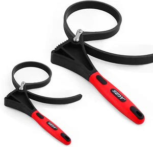 Rubber Strap Adjustable Wrench Set - 2-Piece Oil Filter Pipe Jar Opener 4"-6-3/ - Picture 1 of 8