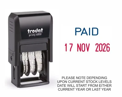 PAID DATE STAMP SELF INKING RUBBER DATER STAMP TRODAT 4850 76373