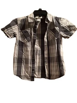 Мальчики средний (5/6) Toughskins коротким рукавом серый и белый проверить рубашка на пуговицах - Изображение 1 из 2