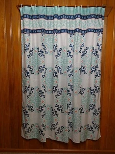 Living Colors - Cortina de ducha verde azulado, azul marino, melocotón y blanco con ganchos - 72 X 72" - Imagen 1 de 10